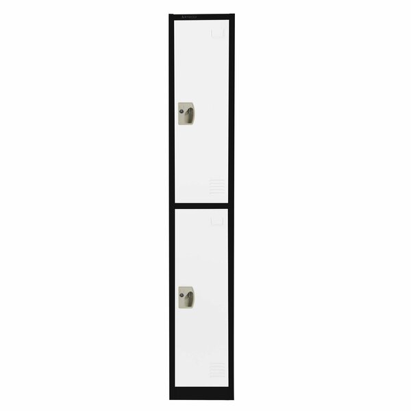 Adiroffice Large 2 Door Locker, Black Body With White Doors ADI629-202-B-W